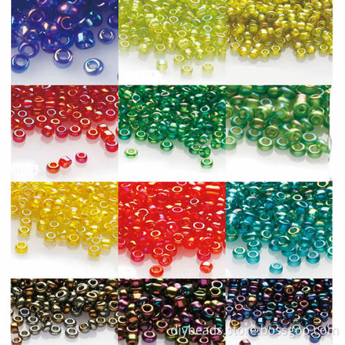 Wholesale rainbow 15/0 Seed Bead glass irregular round